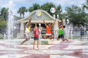 Kids enjoying the splash pad